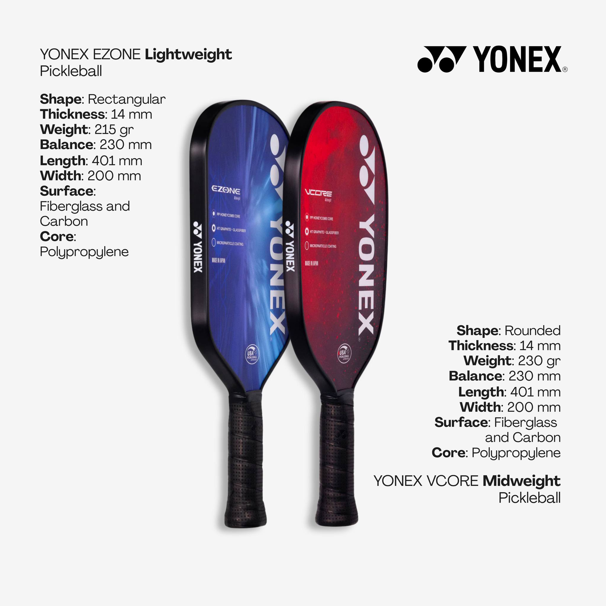 USAPA Certified YONEX Pick Racket Set 2 pieces Sports Kit High ...