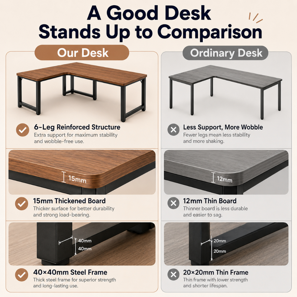 L-Shaped Corner Table Gaming Table Computer Desk Office Desk Study ...