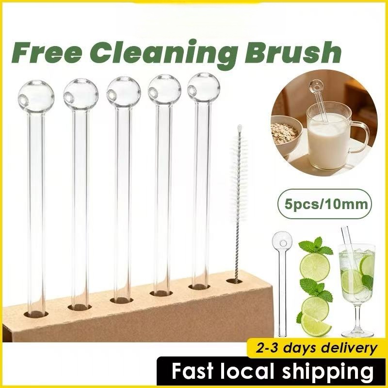 Glass Straw Ornament, Borosilicate Clear Glass Home Drink Stirrer ...