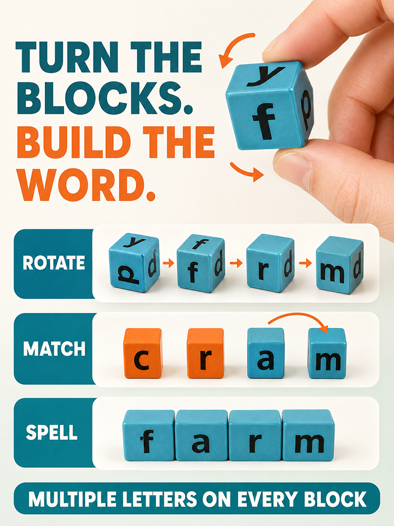 Kiddo Educational Toys For Kids Letter Spelling Cube Building Blocks ...