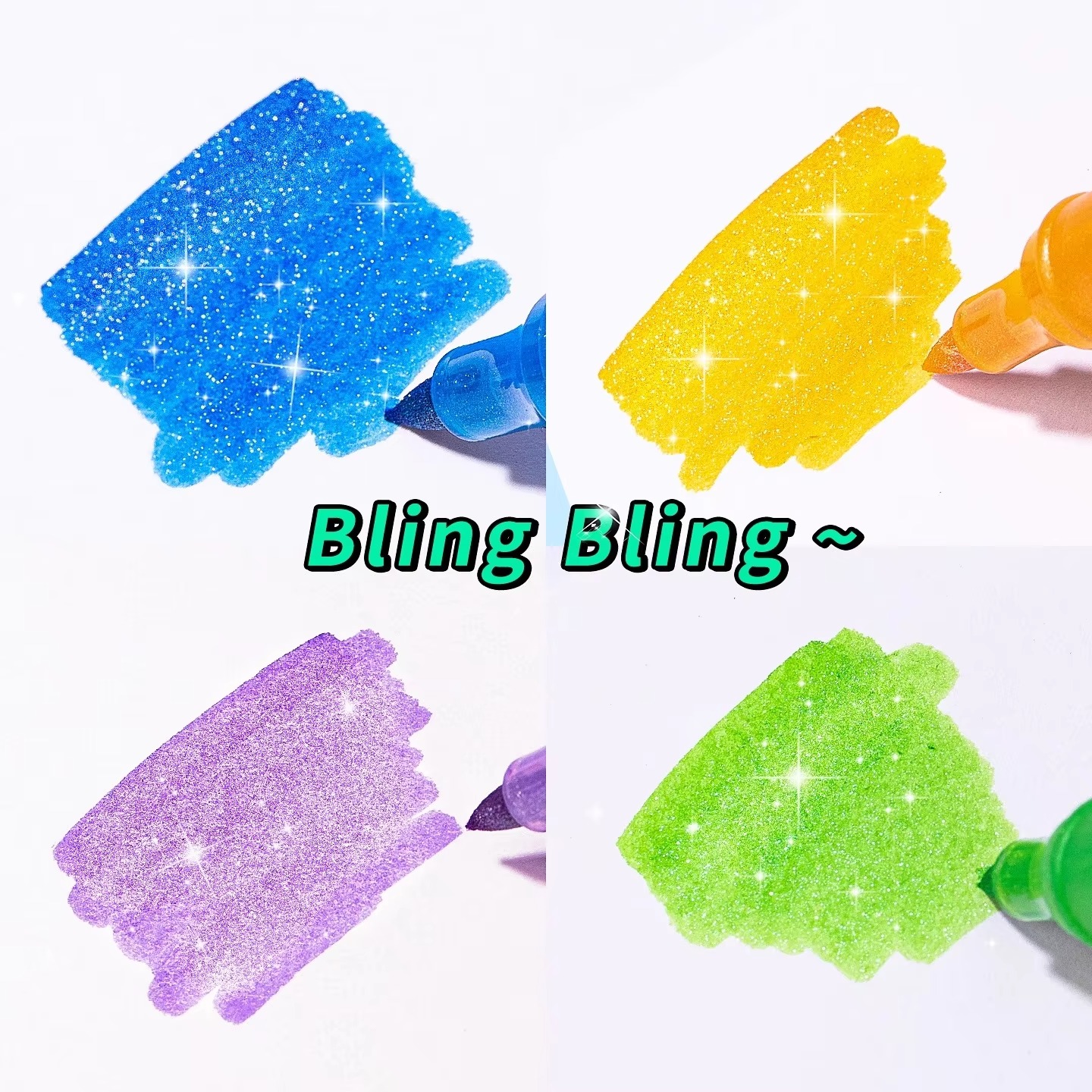 12 Pcs Dual Tip Glitter Acrylic Markers 24 Colors for Drawing Coloring ...