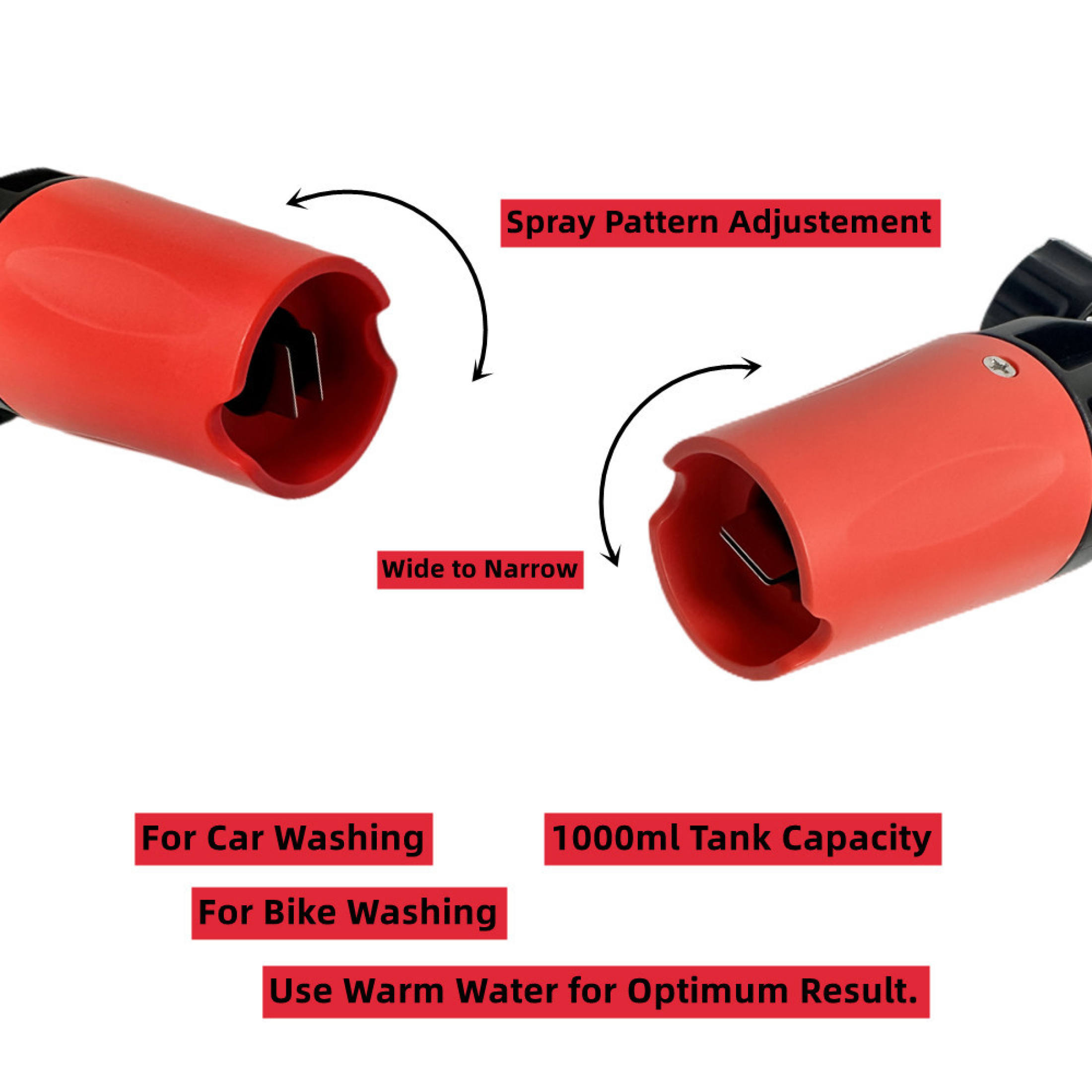 Adjustable Car Wash Foam Cannon PA Bottle 1000ML, 1/4'' Quick Connect ...