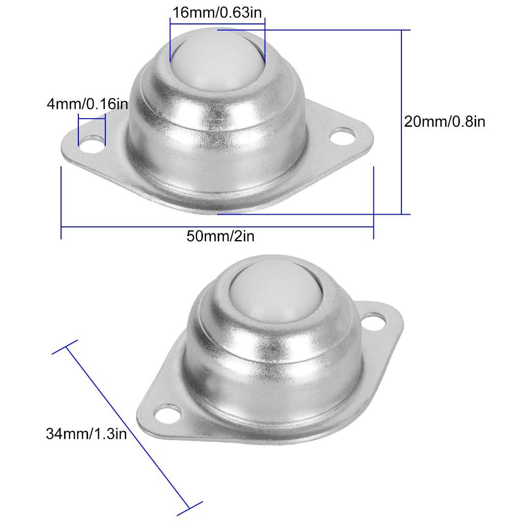 4PCS Roller Ball Transfer Bearing Universal Screw Mounted Caster Heavy ...
