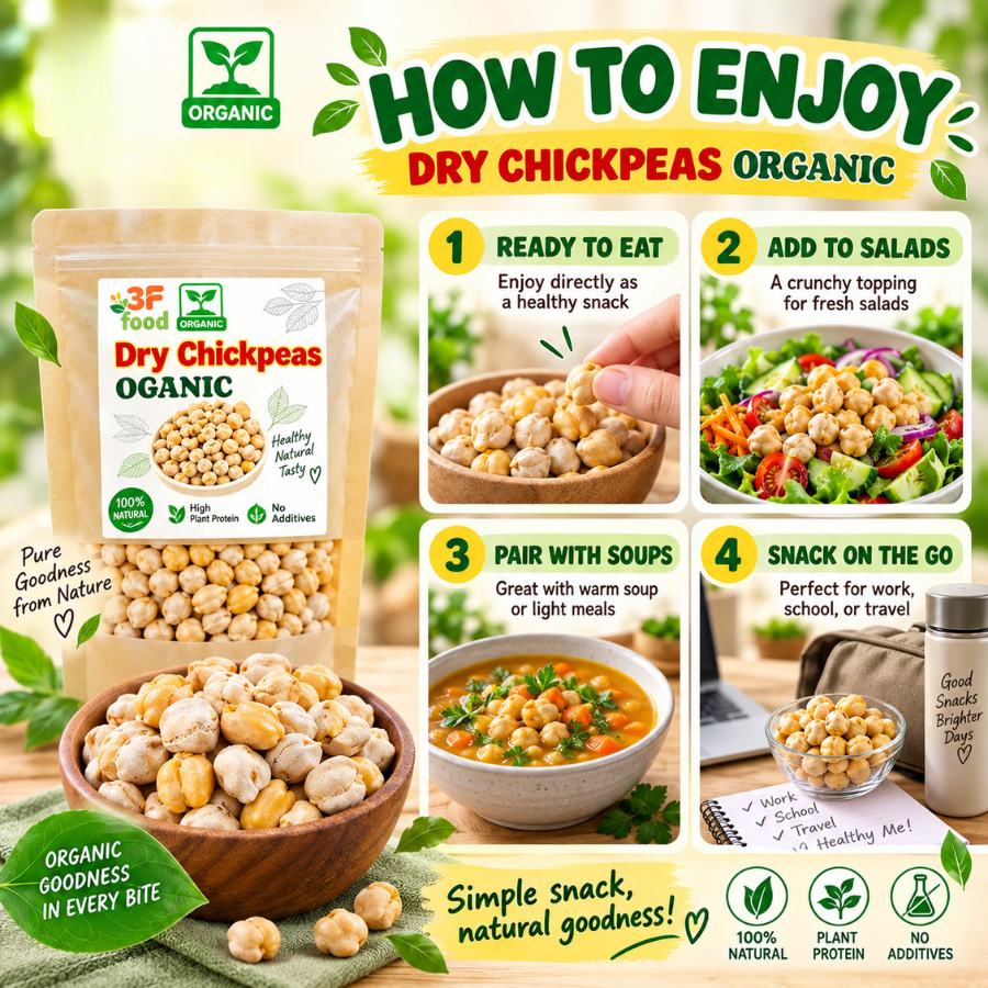 3F Food Organic Dry Chickpeas 100% Natural High Protein Fiber Rich No ...