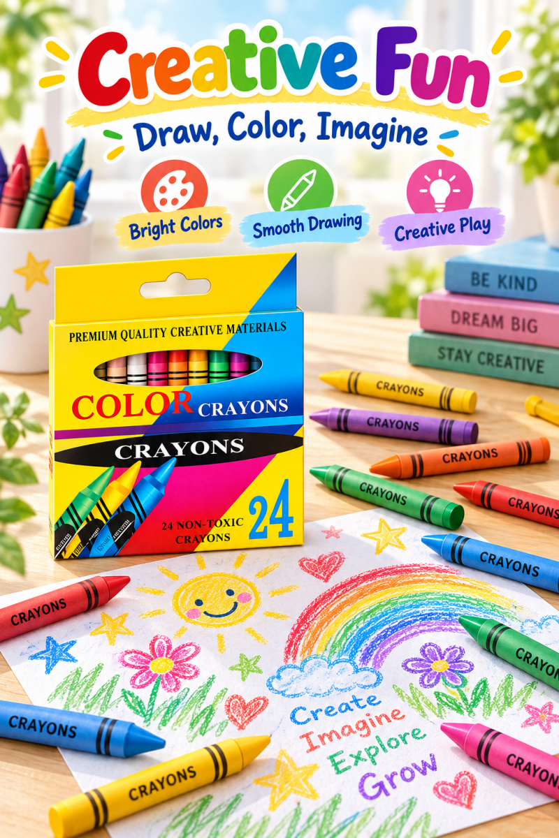 6/8/12/16/24 Colors Kids Crayon Set, Non-Toxic Wax Crayons, School ...