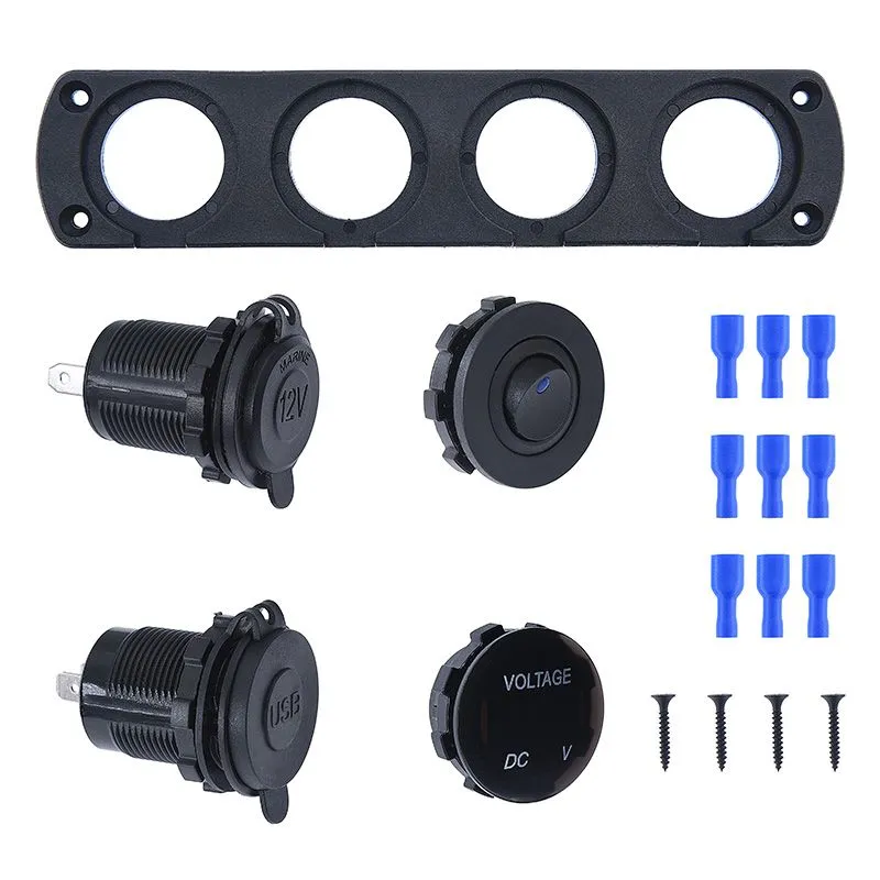 4-in-1 DIY Charger Socket Panel for Car, Truck Dual USB Fast Charging ...