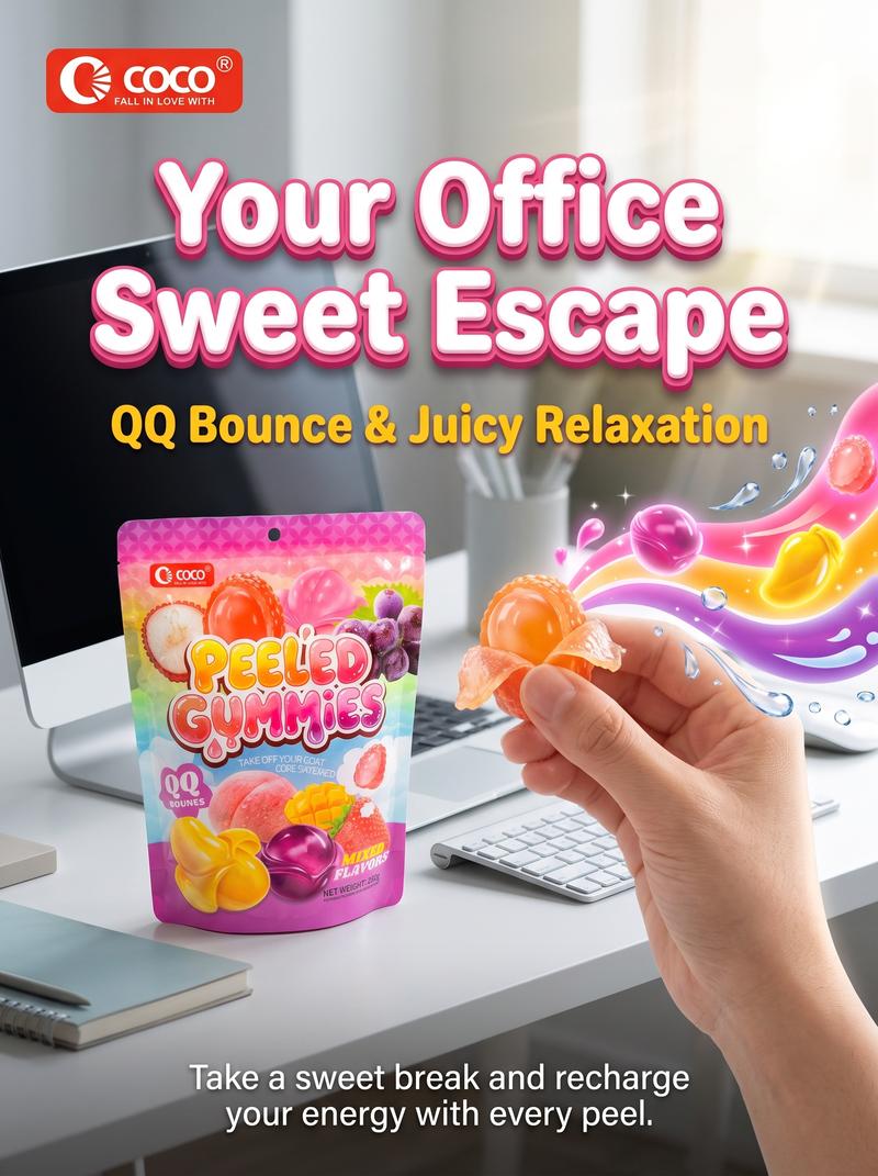 COCO Mini Peelable Gummies Candy 250g/500g Mixed Flavor/Mango/Grape ...