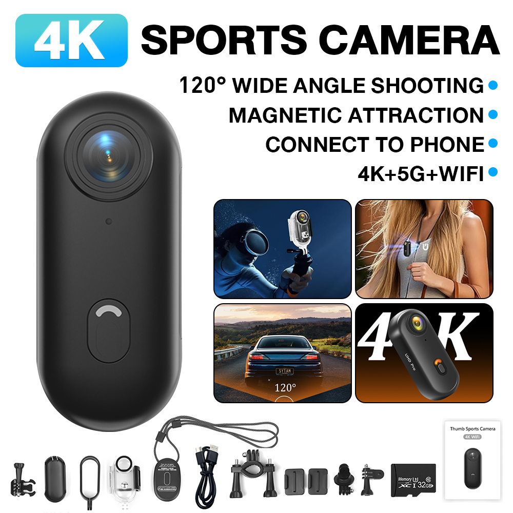 Mini Action Camera 4K/30FPS/1080p WiFi Camera 30M Wateroroof Live ...