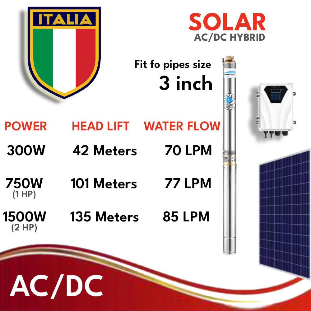SOLAR AC DC Submersible Solar Pump Hybrid Ac Dc Pump 1Hp 2Hp 3Hp 4Hp ...