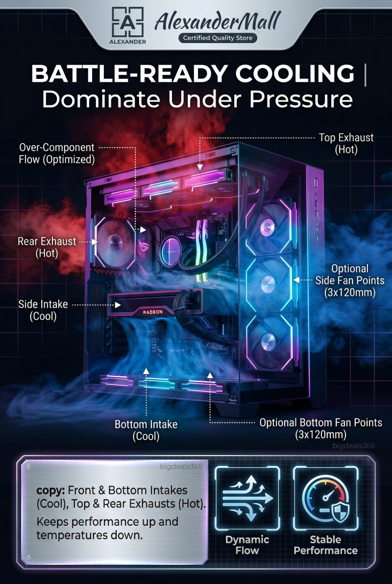 EXPOSE T8 Gaming PC Case 3 RGB Fans Mid Tower Tempered Glass MATX ATX ...