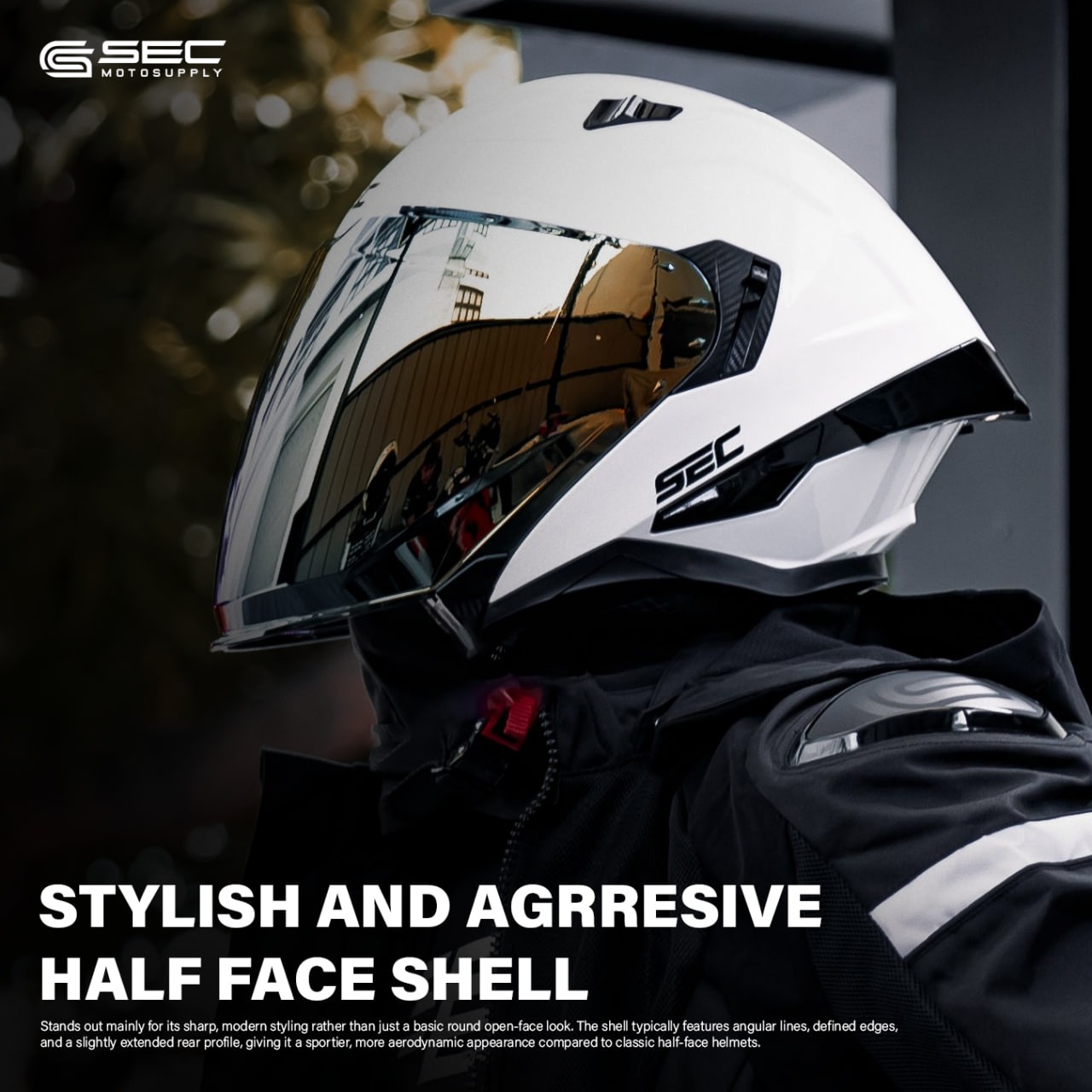 SEC Refined Half Face Helmet For Motorcycle– Gloss/Matte (M–XL ...