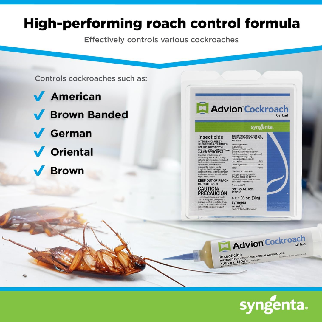 ADVION SYNGENTA COCKROACH GEL BAIT 4 TUBES, 1 PLUNGER, 2 DISPENSER ...