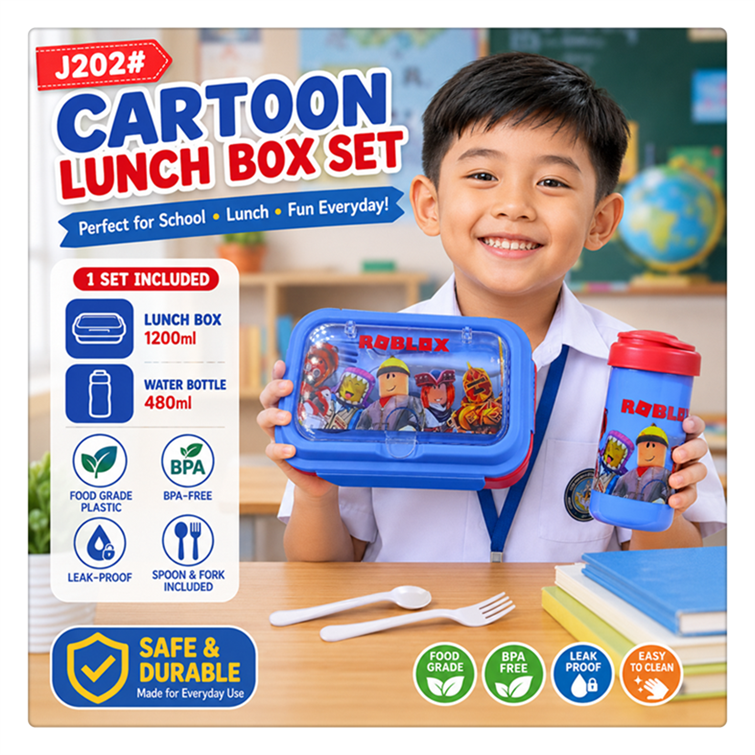 J202 Kids/Students Leak-Proof BPA-Free Lunch Box W/Spoon&Fork+Water ...