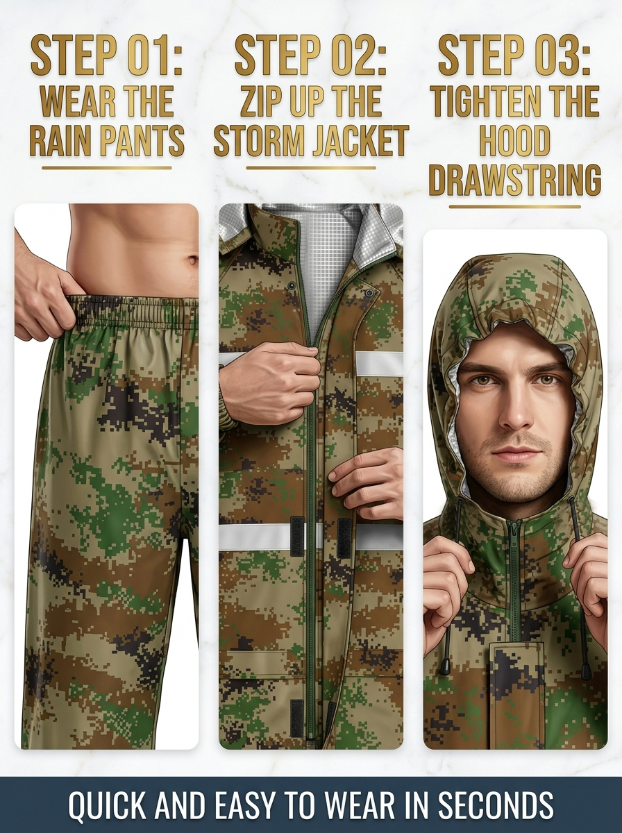 BESTGUARD Digital Camo Split Rain Suit, Double Layer Waterproof ...