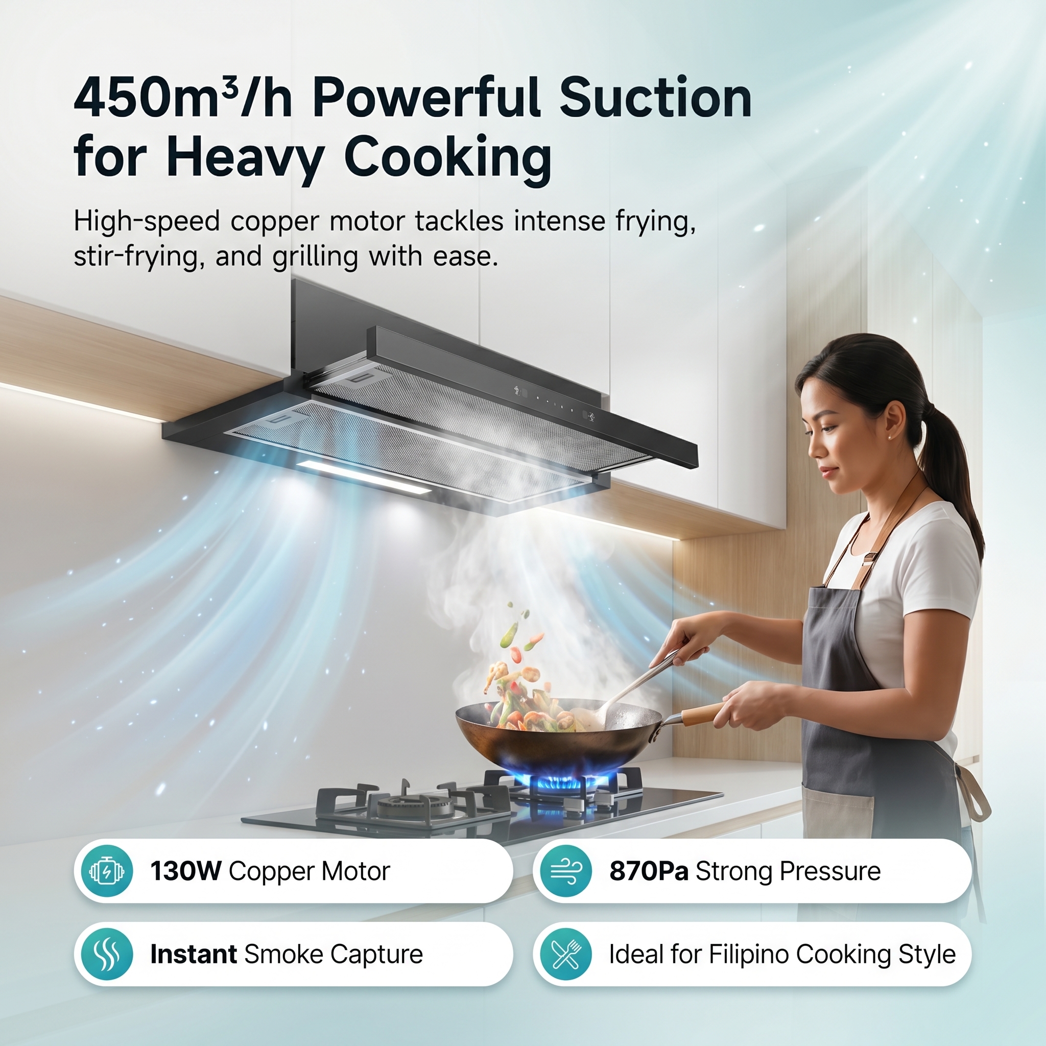 XTTX&TIXX Range Hood Pull-out Design 15m³/min Strong Suction Touch ...