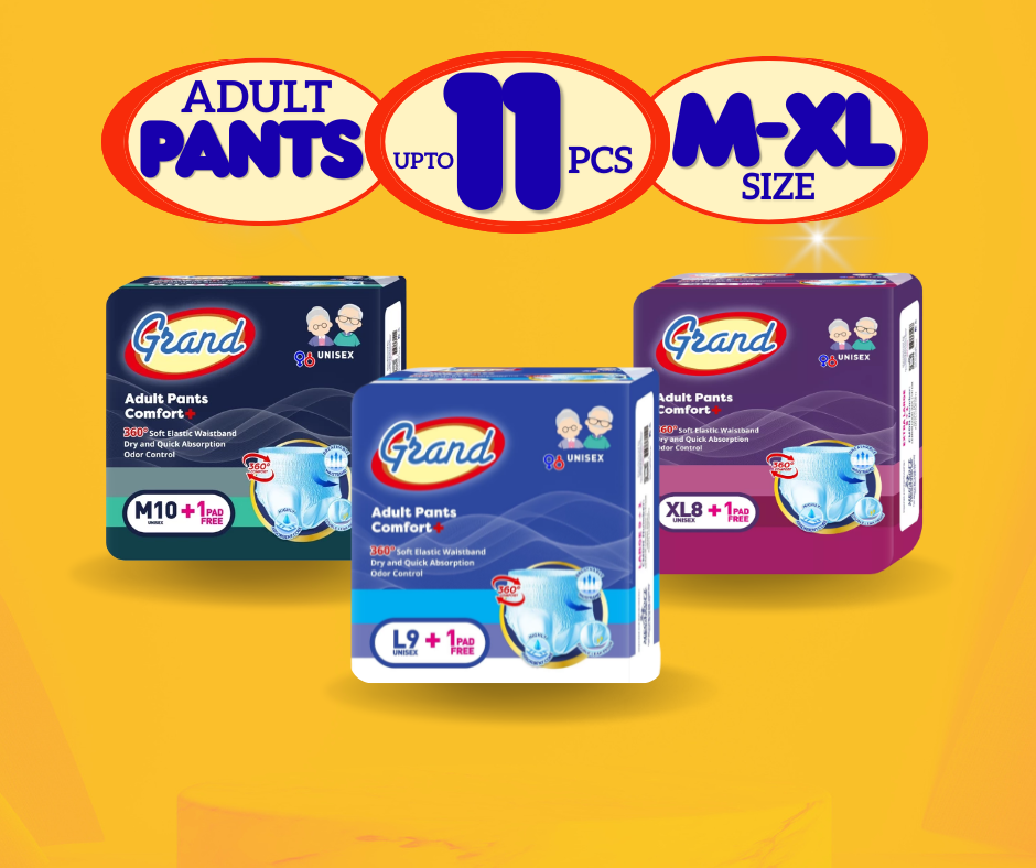 GRAND ADULT DIAPER PANTS sizes from MEDIUM to XL (up to 11pcs per pack ...
