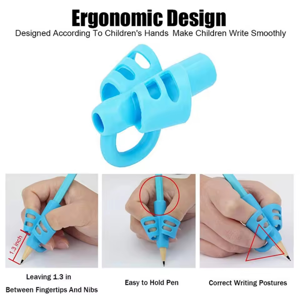 6PCS Children Writing Pencil Pan Holder Kids Learning Practise Silicone ...