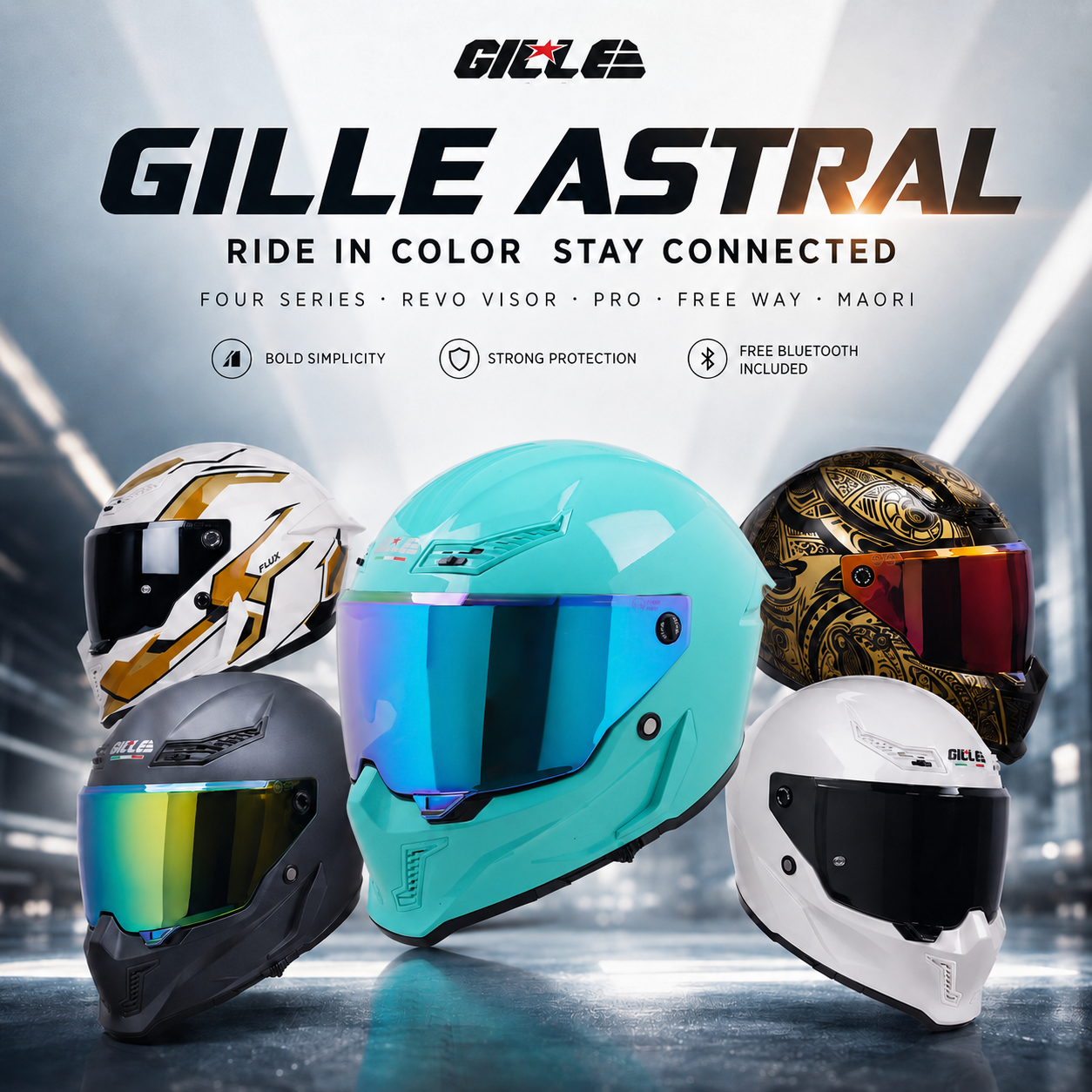 【𝑶𝑭𝑭𝑰𝑪𝑰𝑨𝑳】 GILLE ASTRAL Maori Dual Visor Helmet Full Face for ...