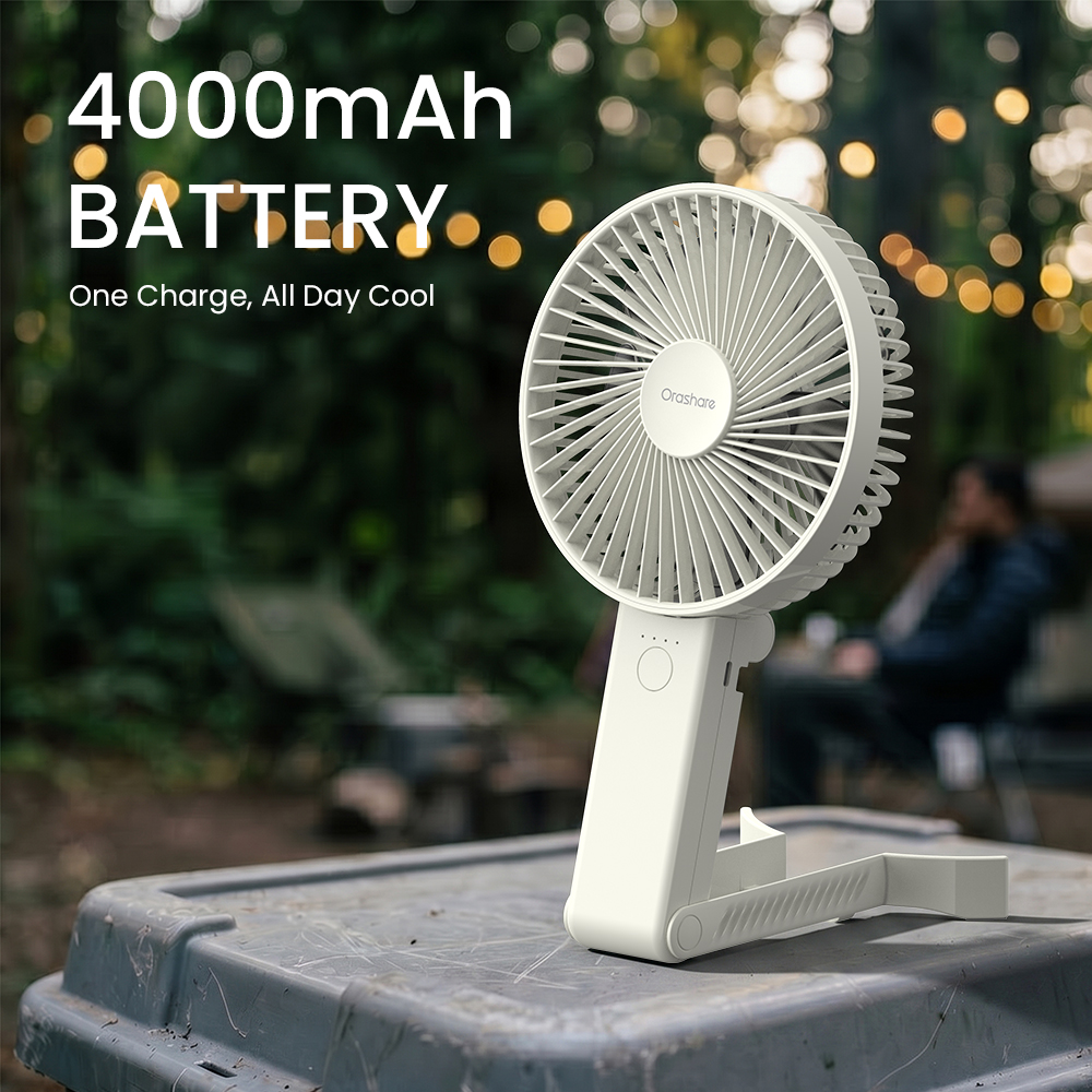 Orashare Large Foldable Desk Fan 4000mAh Rechargeable Strong Wind ...