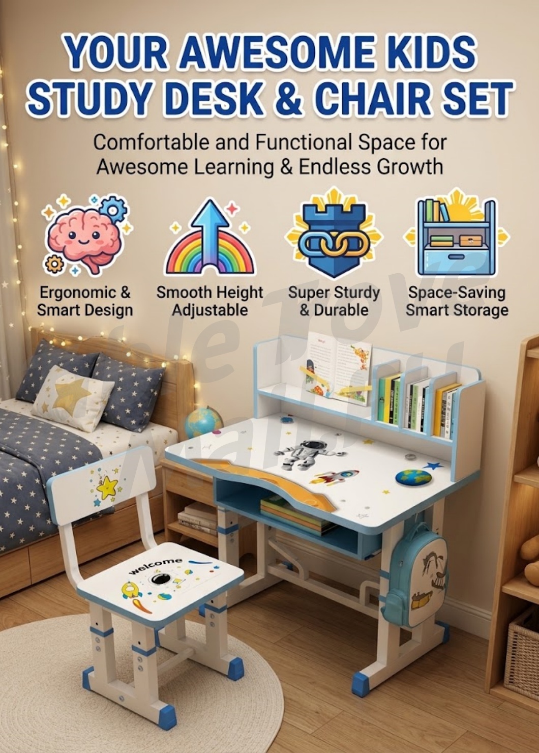 TABLETROVE 【Wholesale】Study Table For Kids Adjustable Height Liftable ...