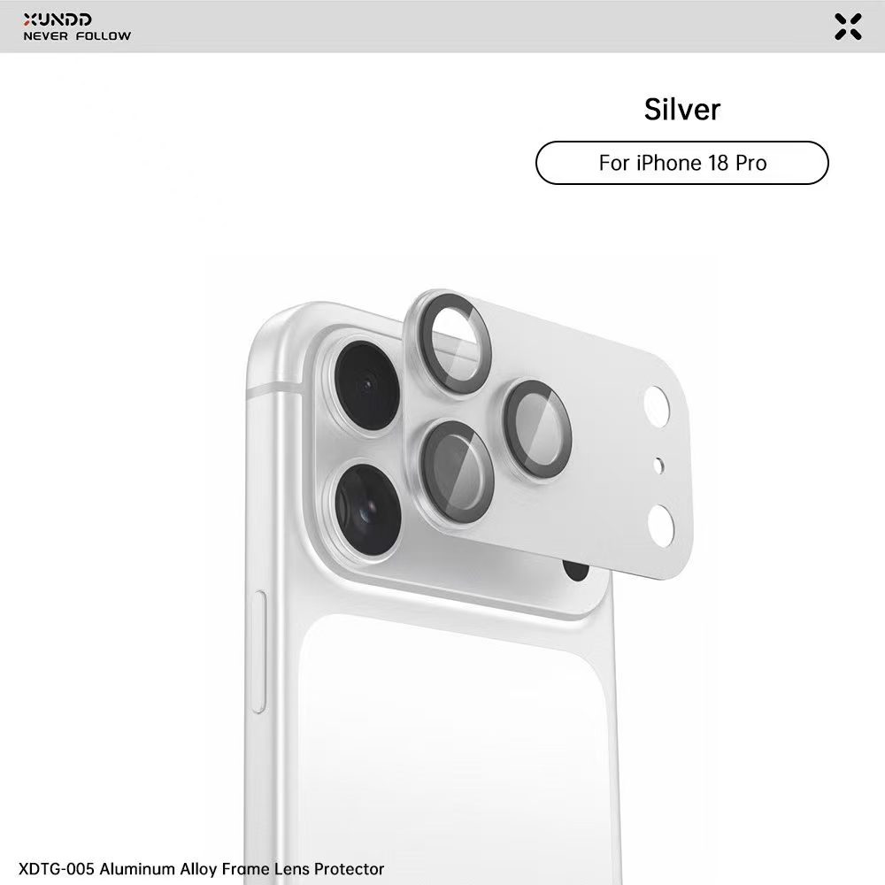 XUNDD XDTG-005 ALUMINUM ALLOY FRAME CAMERA LENS Protector FOR IPHONE 18 ...