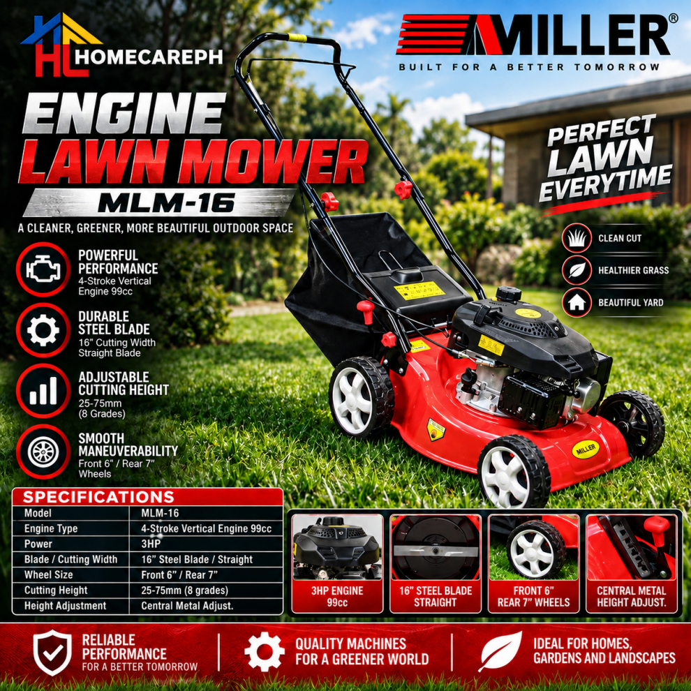 Miller Engine Lawn Mower MLM-16 with Grass Catcher | Shopee Philippines
