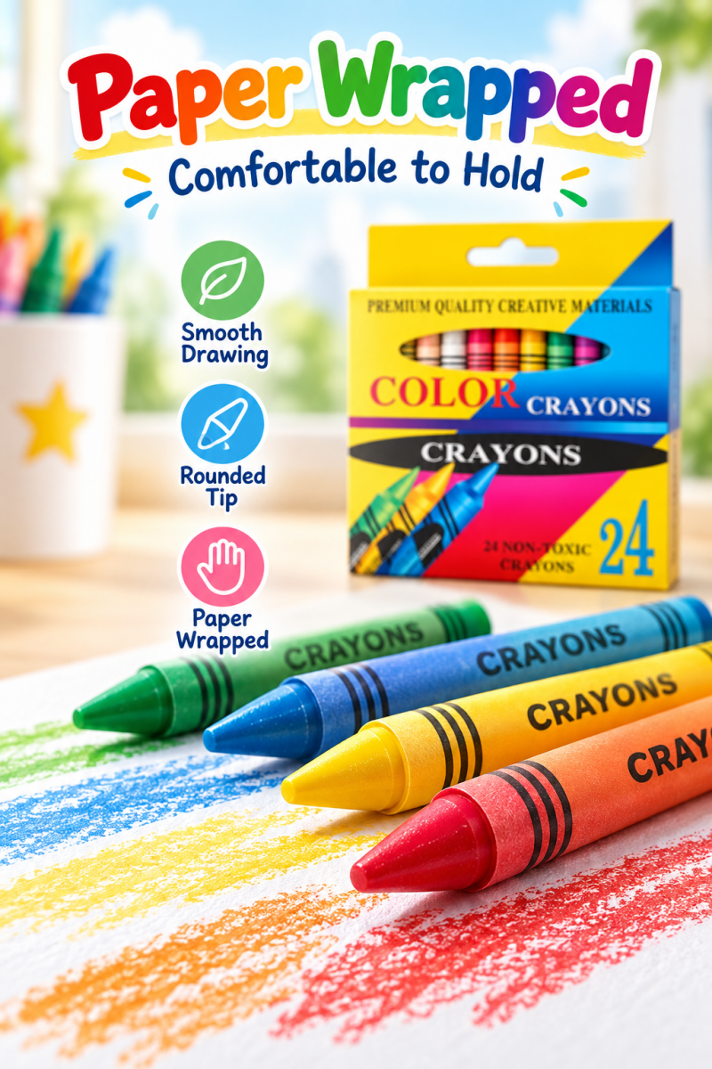 6/8/12/16/24 Colors Kids Crayon Set, Non-Toxic Wax Crayons, School ...