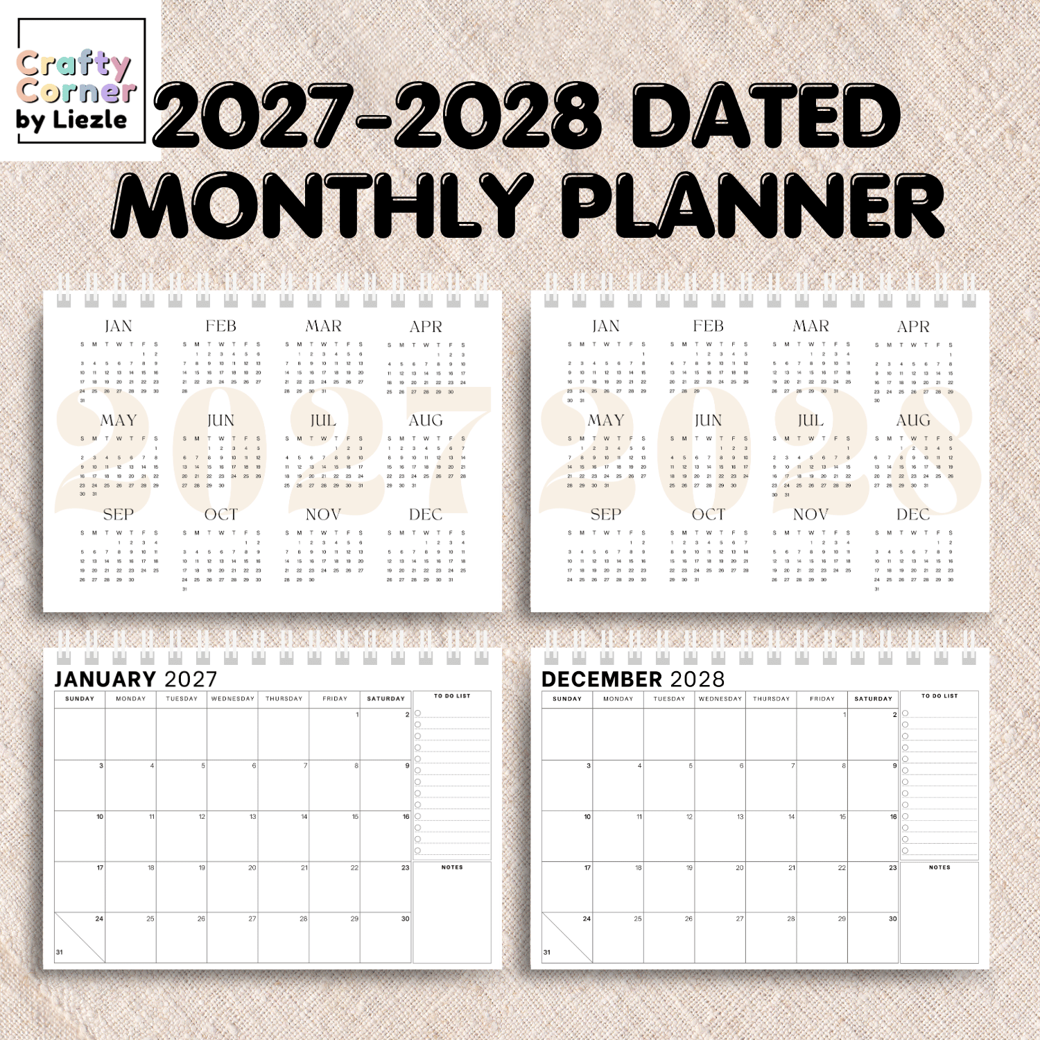 2026 2027 PERSONALIZED MONTHLY PLANNER NOTEBOOK (Dated/ A4 size ...