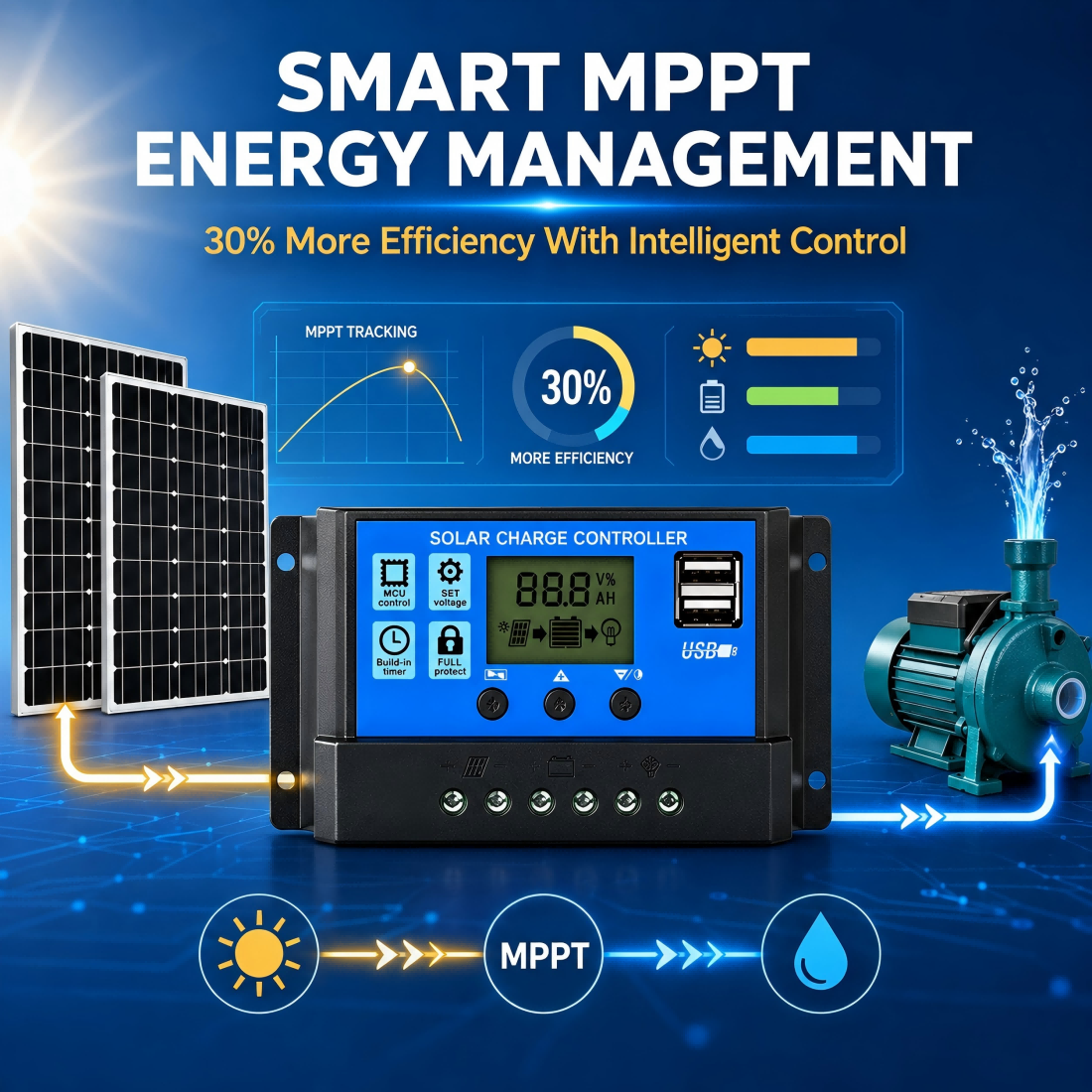 [0 electricity bill ] DC Solar panel With Water Pump Electric Booster ...