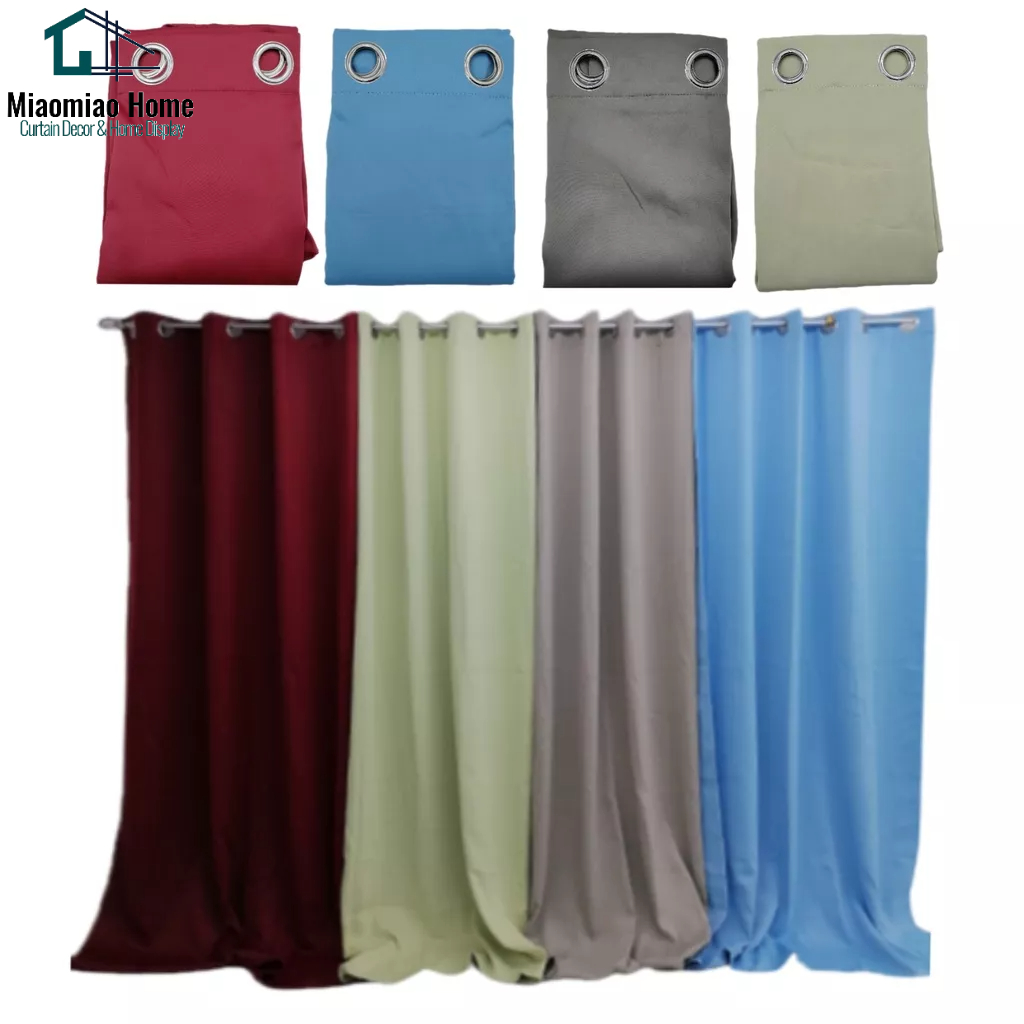 Home Living Plain Blackout Curtains 7ft High 140x220cmm with 8 Rings