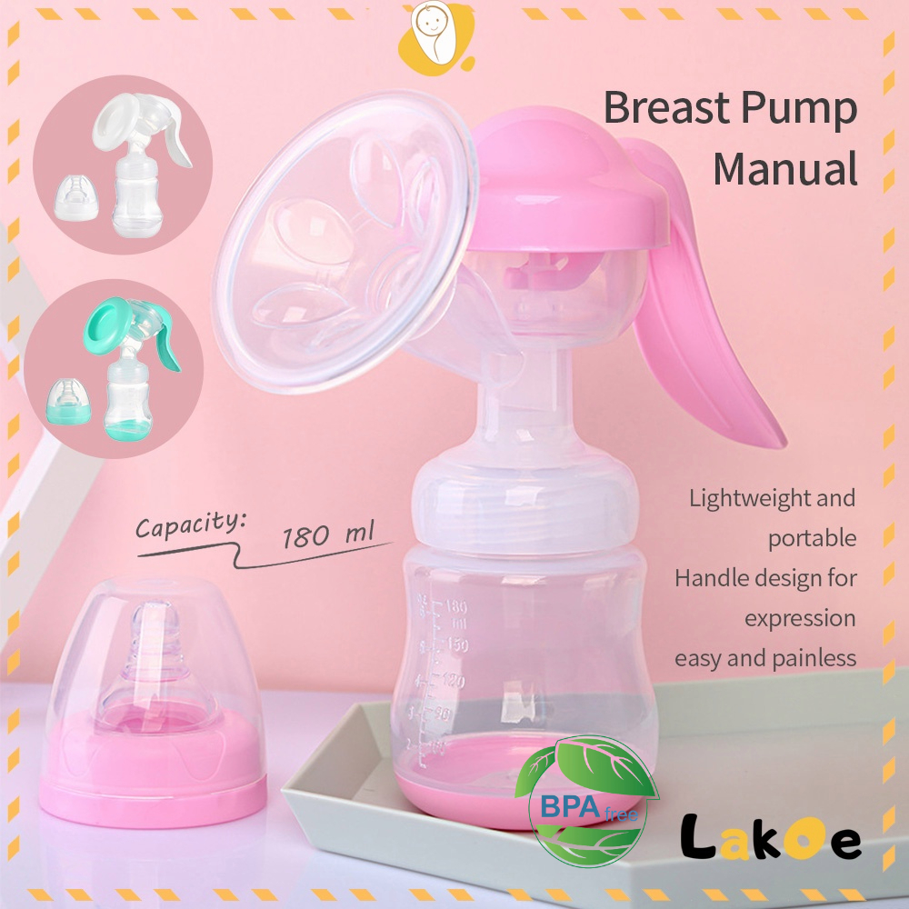 Lakoe 180ml manual breast pump soft silicone BPA free easy to use with ...