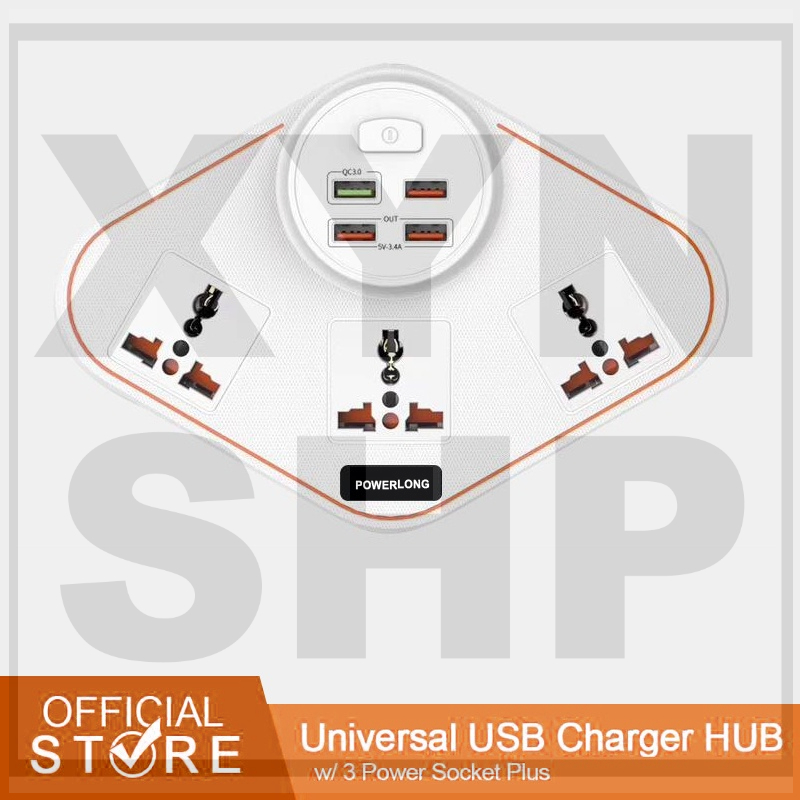 Universal 3 Socket 4 USB Extension with Overload Protection | Shopee ...