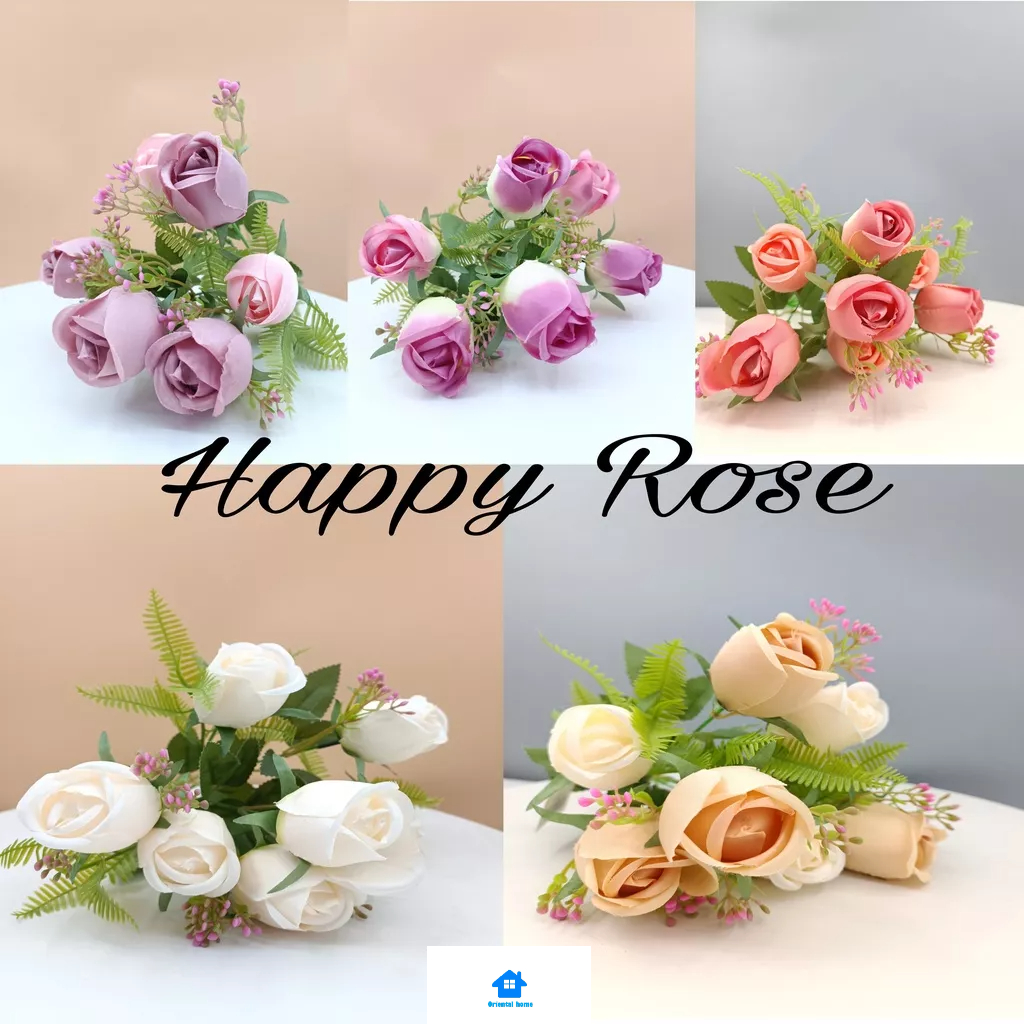 Artificial Happy Rose Flower 7Heads For Wedding Home Office And Any ...