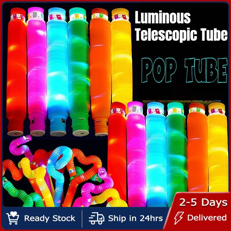 COD 6PCS/SET LED Lights Flashing Bellows Decompression Luminous Led Pop ...
