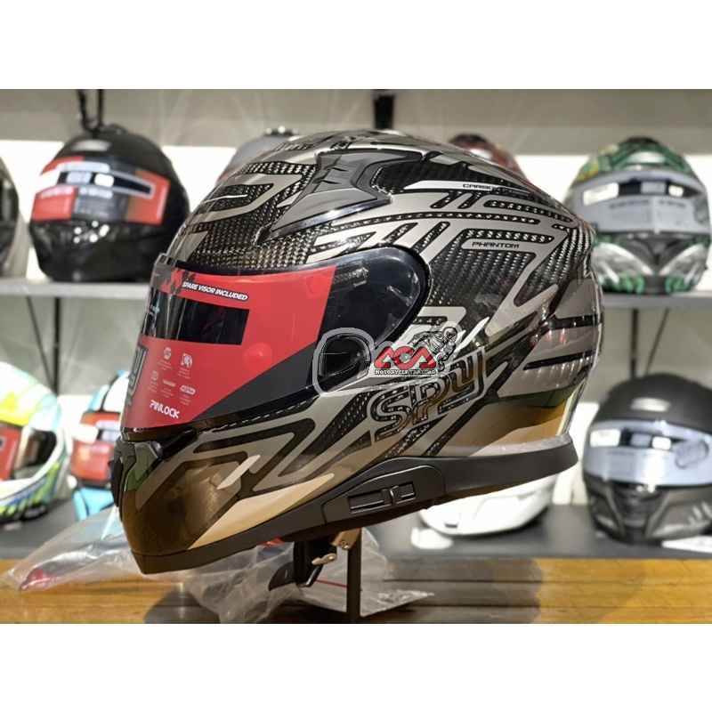 SPYDER RECON Plus S2 Carbon Fiber Fullface Helmet with Free Clear Visor