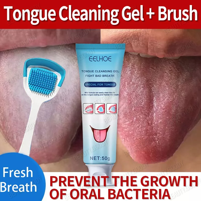 Tongue Cleansing Gel With Tongue Scraper Brush Tongue Cleaning Set