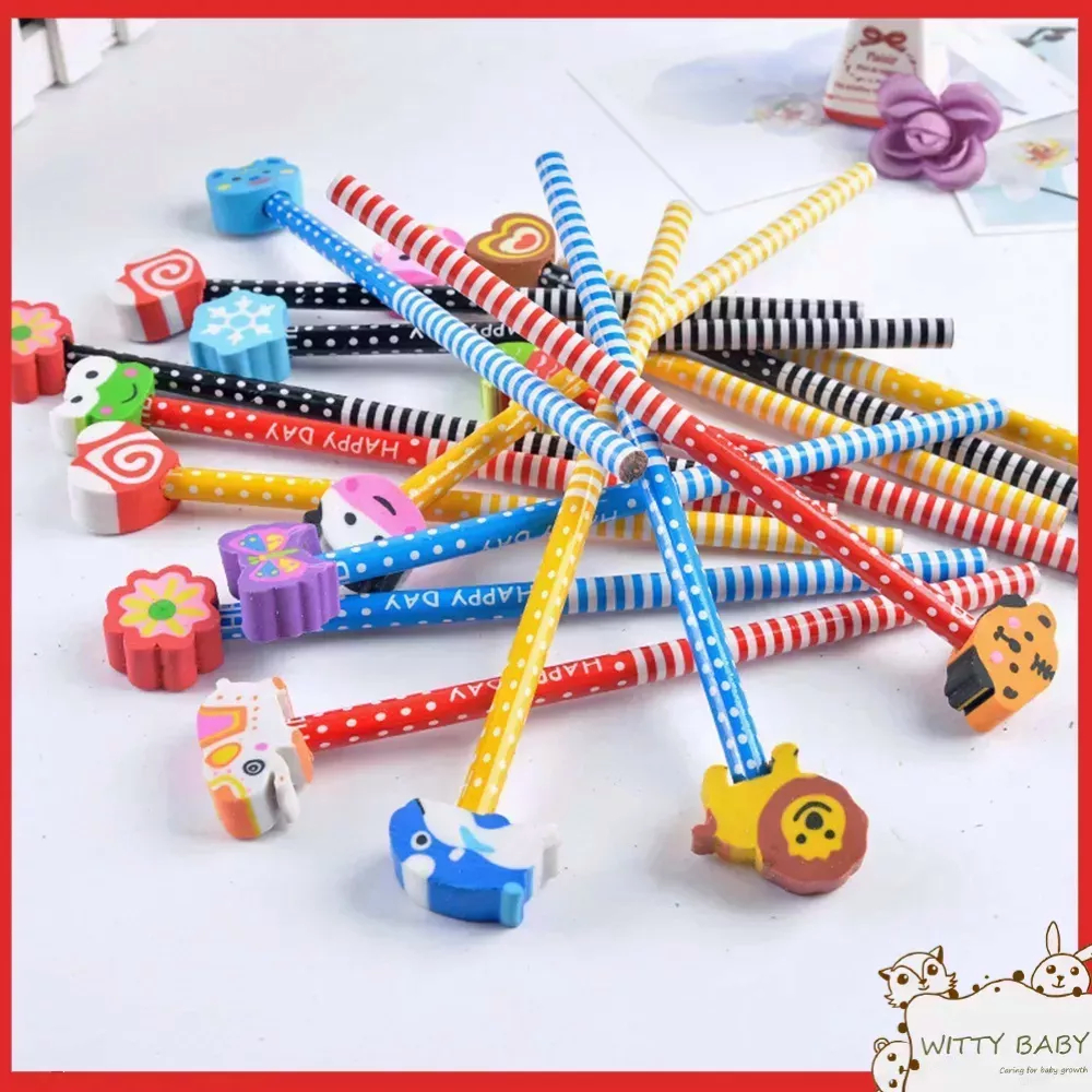 【COD】eraser pen Cartoon animal pattern with rubber head pencil creative ...