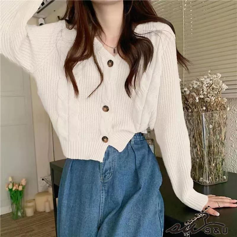 S & U Gentle Loose Knit Sweater Cardigan Short Women's Clothing Yellow ...