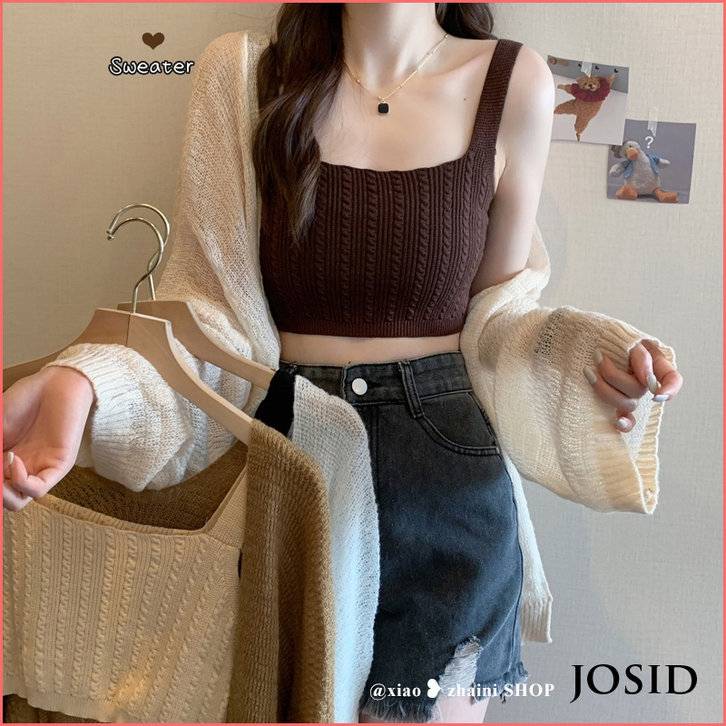 【Ready stock】Sleeveless Knitted Camisole Women's Inner Wear Outerwear ...