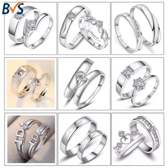 BVS Romantic Adjustable Lover Couple Rings（Random Style) | Shopee ...