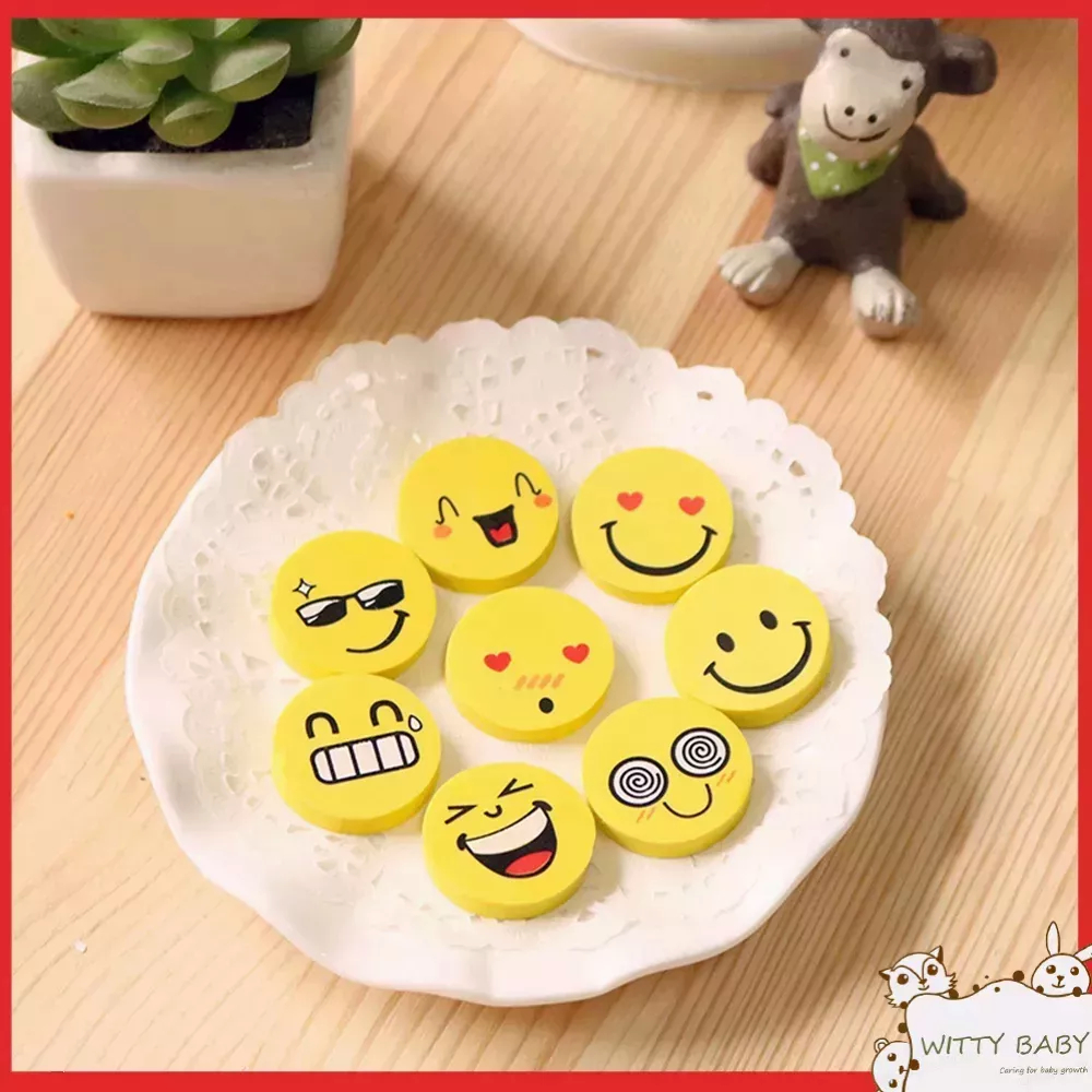 eraser for kids 4 Pockets of Cartoon Yellow Emoji Erasers cute eraser ...