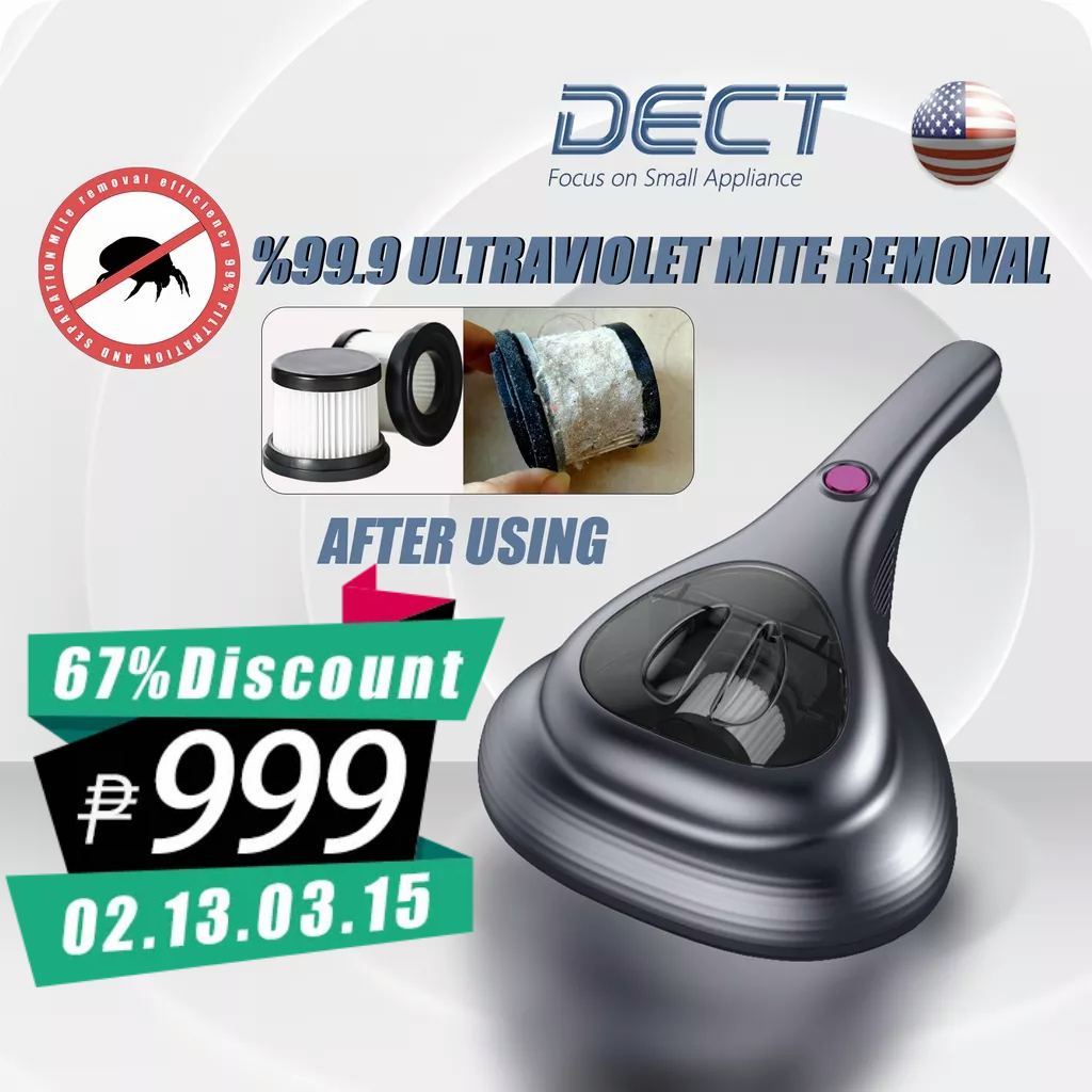 DECT Dust Mite Cleaner, 14kPa Vacuum Cordless UV Light Sterilisation