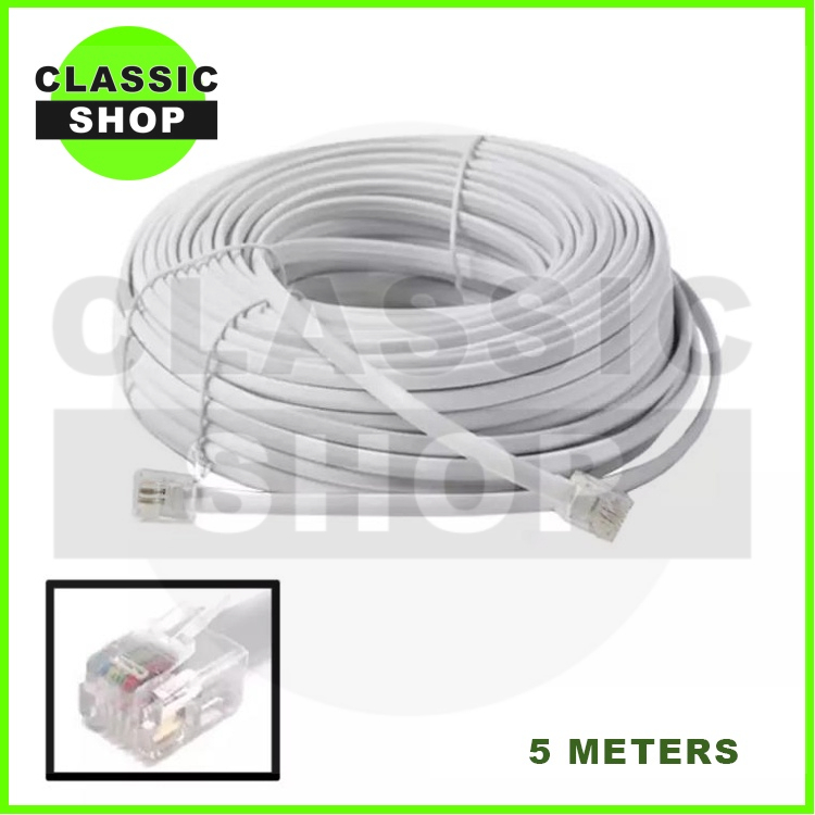 RJ11 Cable Telephone Line Wire Two-core 5m | Shopee Philippines