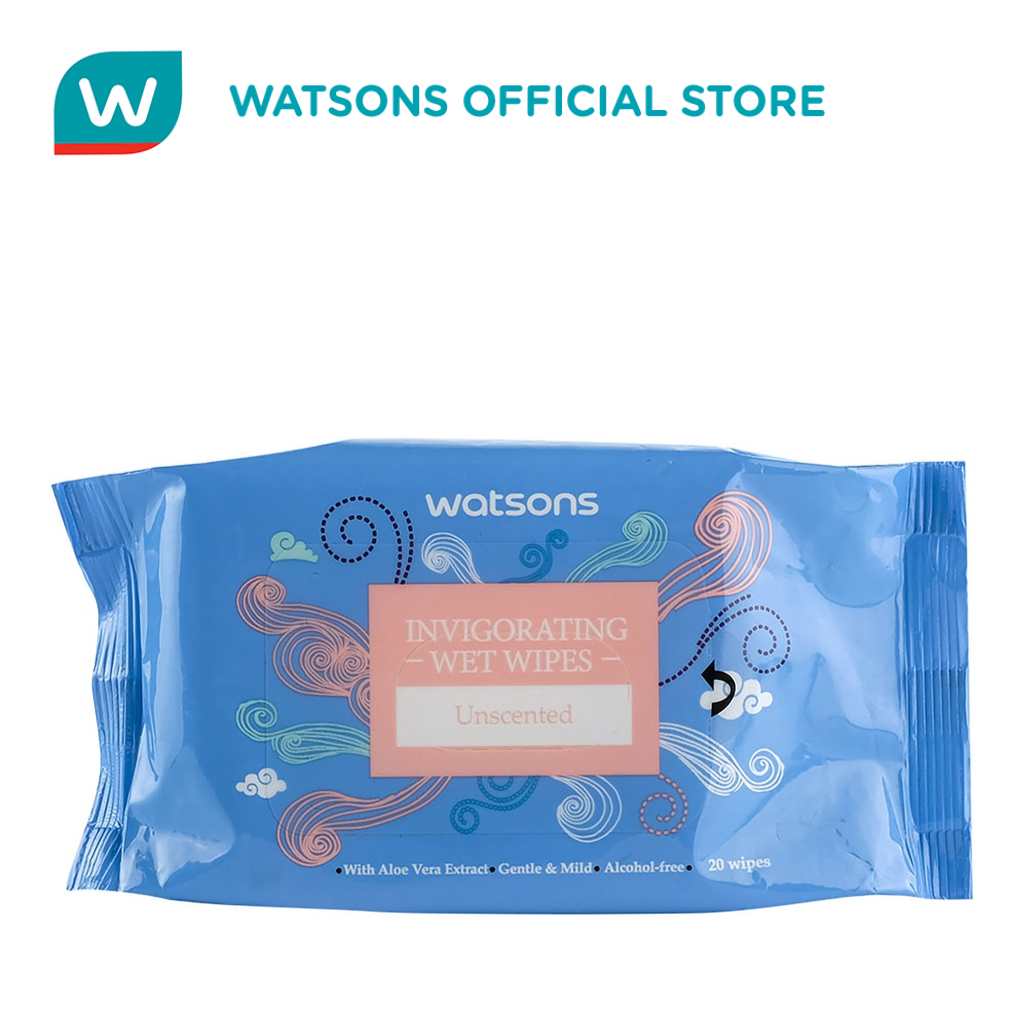 WATSONS Invigorating Wet Wipes Unscented 20 Sheets Shopee Philippines