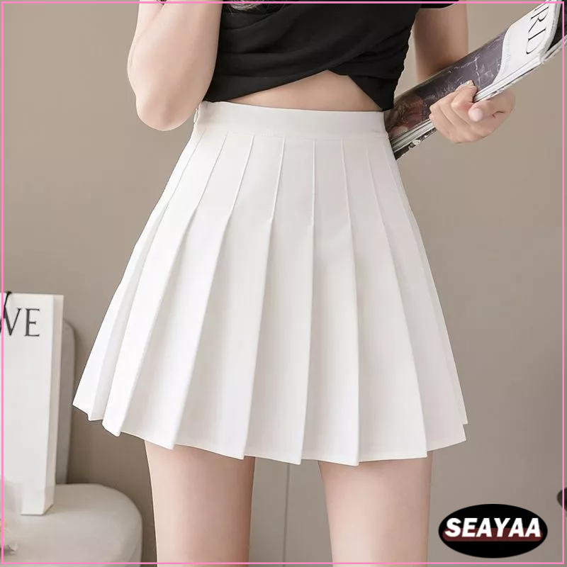 Korean Skirt Fashion Womens High Waist Skirt Slim Pleated Skater Tennis ...