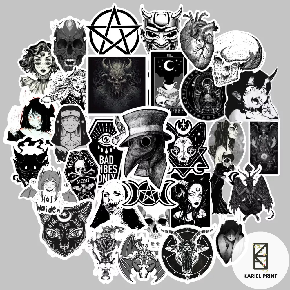 33pcs Gothic black and white Graffiti Laminated Sticker Waterproof ...