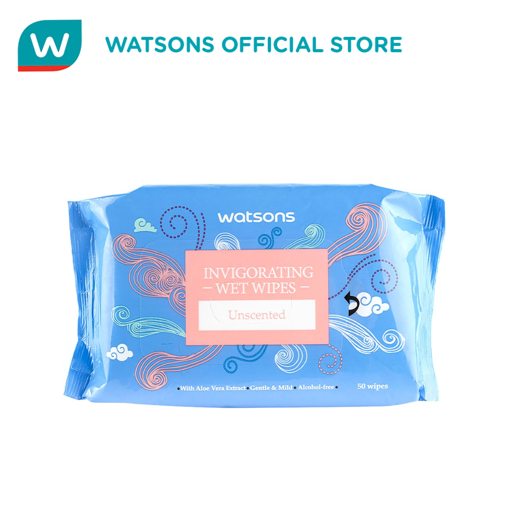 WATSONS Invigorating Wet Wipes Unscented 50 Sheets Shopee Philippines