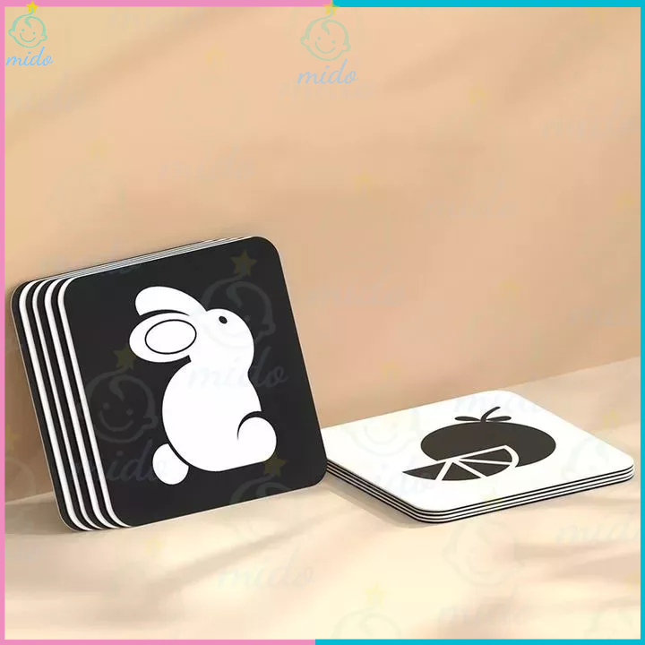 Mido Montessori Early Education Baby Visual Stimulation Cards Black and ...