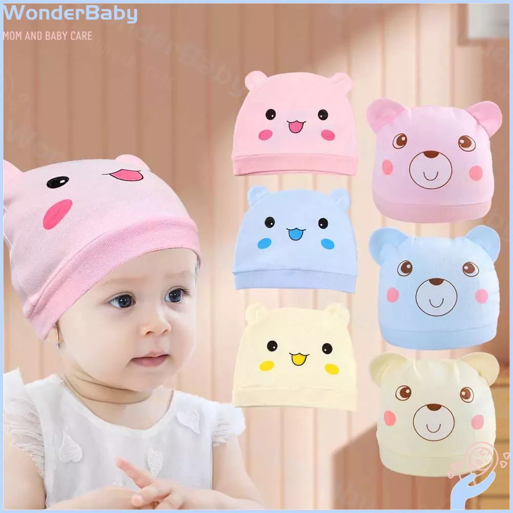 Wonderbaby Baby Cotton Sleeping Hat Baby Cartoon Cute Cap for 0-1Year ...