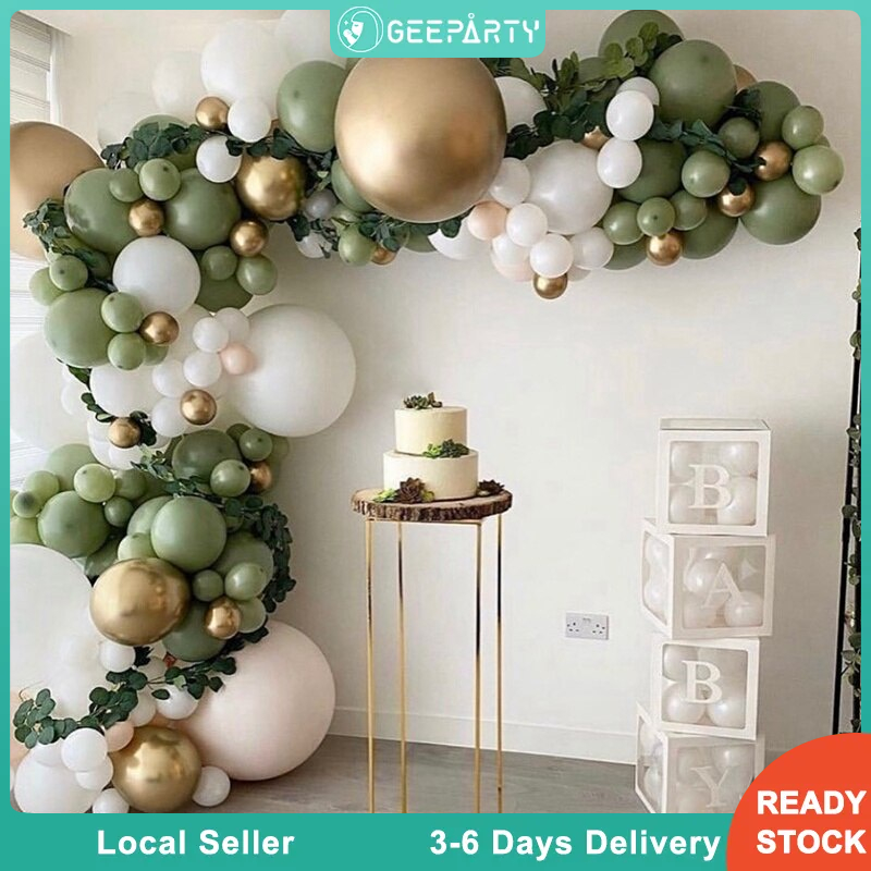 Avocado Retro Green Balloon Garland Metallic Gold Balloon Set for ...